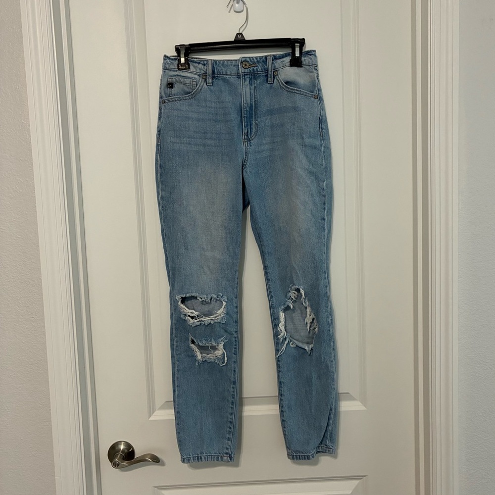 KanCan Sky Blue Distressed Denim Mom Jeans 3/25